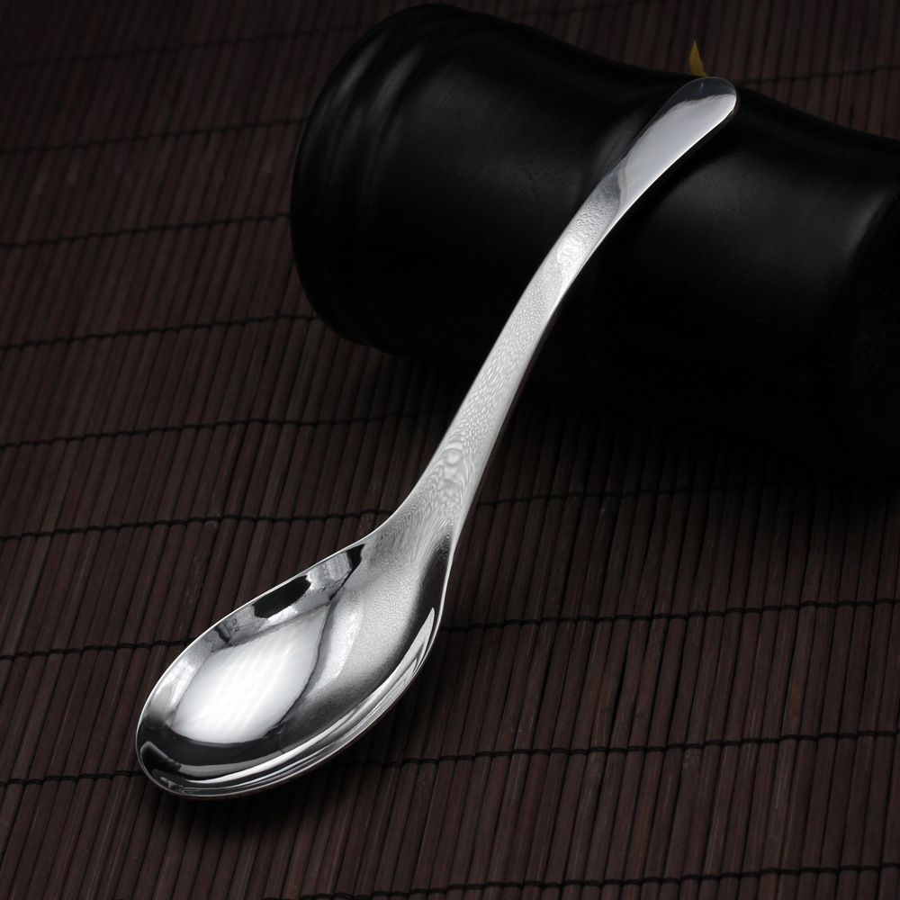 s999足银 纯银餐具光面长柄 养生银勺子 汤勺 送礼送人