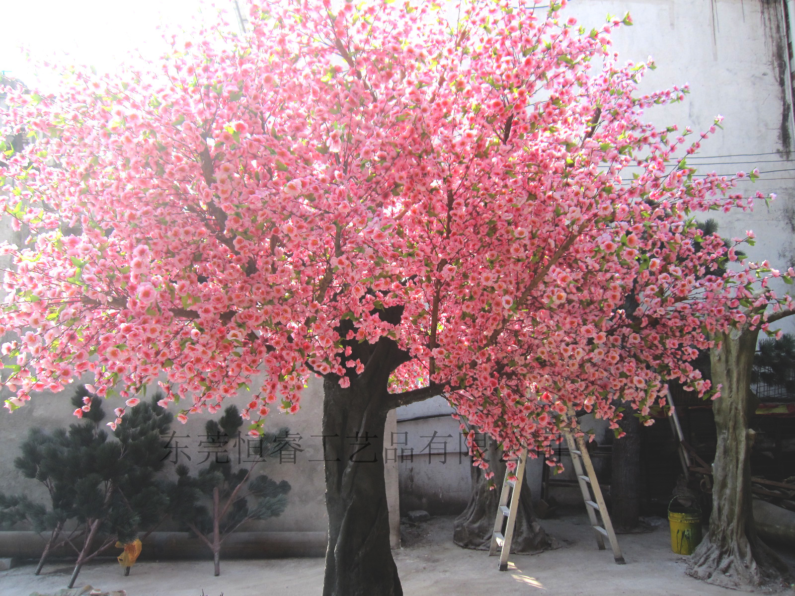 仿真植物落地仿真桃花树室内摆放装饰假树大型仿真树定做道具桃花树