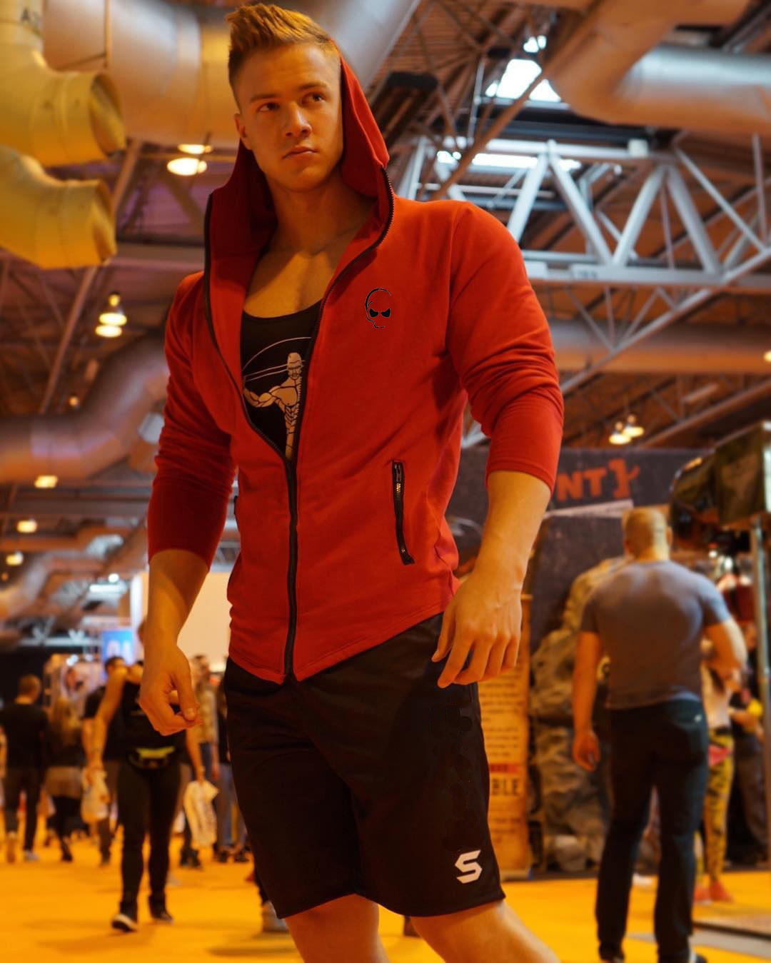 肌肉健身兄弟拉链衫秋个性印花连帽卫衣训练服运动休闲百搭潮