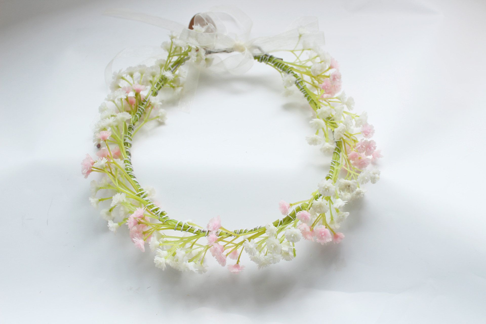 韩版森系花环发箍头饰绑丝带满天星碎花海边影楼拍照写真新娘配饰