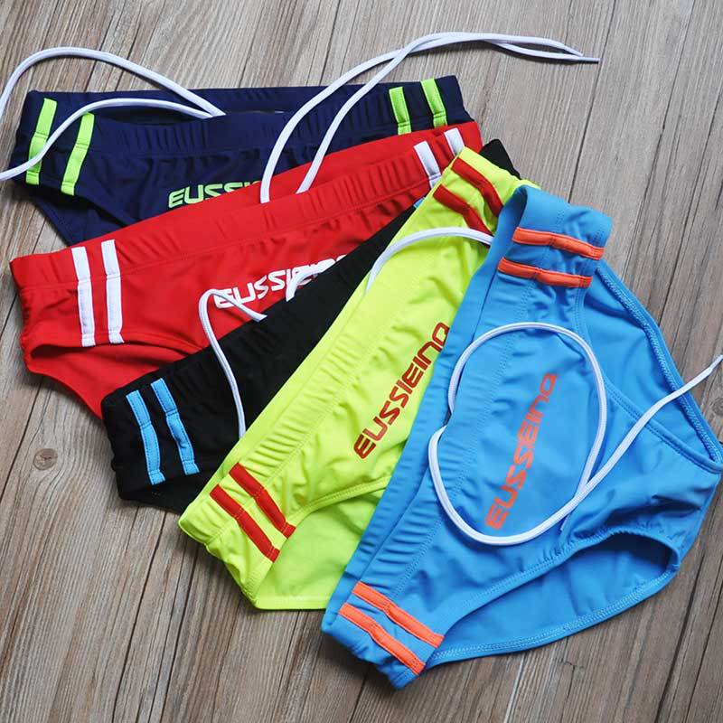 友因趣外贸系绳锦纶柔软字母印花男士三角泳裤性感沙滩泳裤三角男