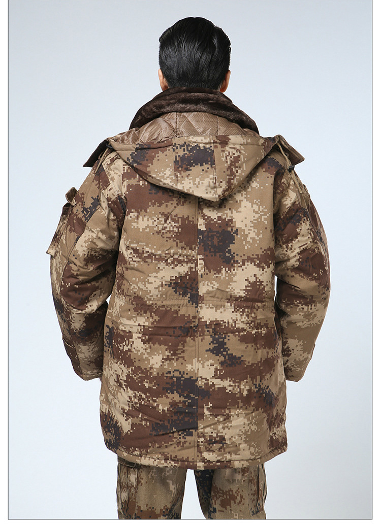 锐腾荒漠迷彩作训大衣 加厚防寒迷彩军大衣劳保棉大衣男迷彩大衣