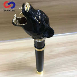 厂家直销 手工彩绘黑豹雨伞头 手工雨伞柄配件 铝合金时尚伞把