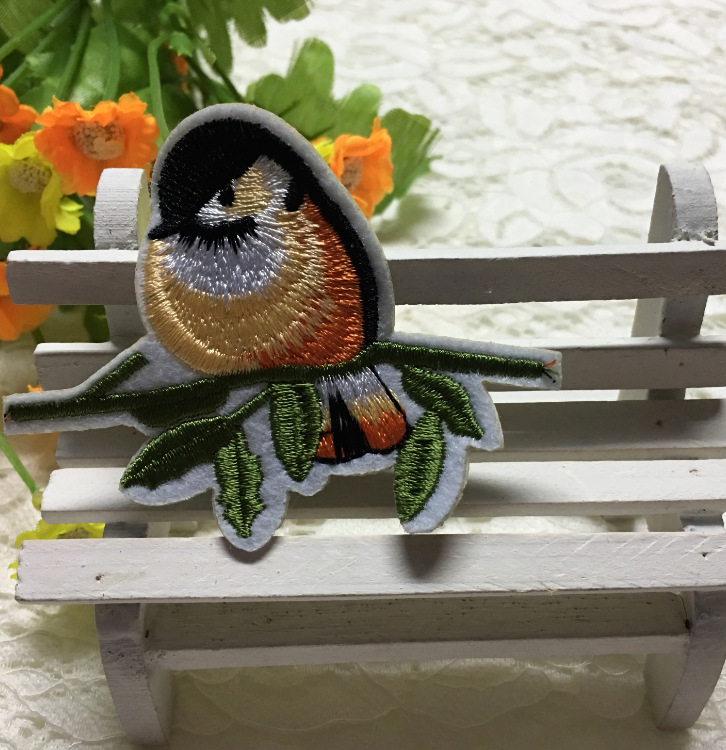 可爱时尚小鸟刺绣花粘布贴衣服装饰补丁补洞diy辅料背胶熨斗烫贴