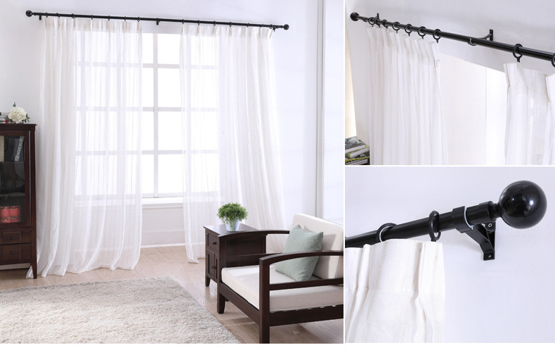 铝合金窗帘杆 罗马杆窗帘轨道静音单杆双杆黑色白色打孔窗帘杆子