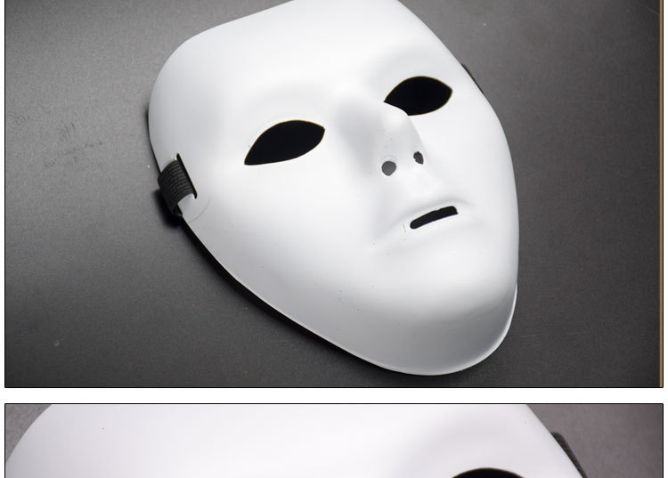 圣诞节曳步舞pvc派对面具 嘻哈白色街舞面具 假面 舞步 舞面具