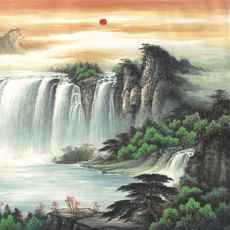 【来图来样定制】聚宝盆山水画风水靠山装饰画办公室字画装裱画芯