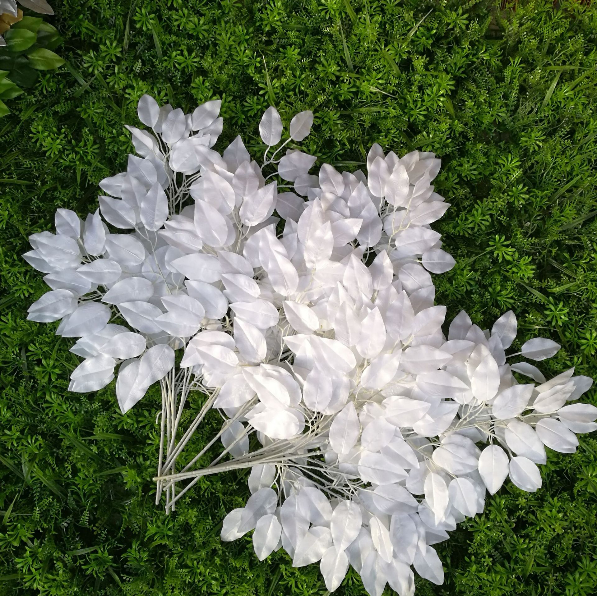 仿真树叶 白色布榕树叶 婚庆装饰假树叶人造假榕树枝仿真植物树叶