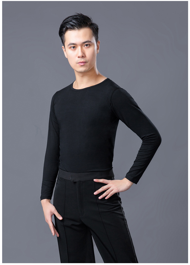 舞曌拉丁舞上衣男新款春夏交谊舞蹈服长短袖舞衣男士摩登舞练功服