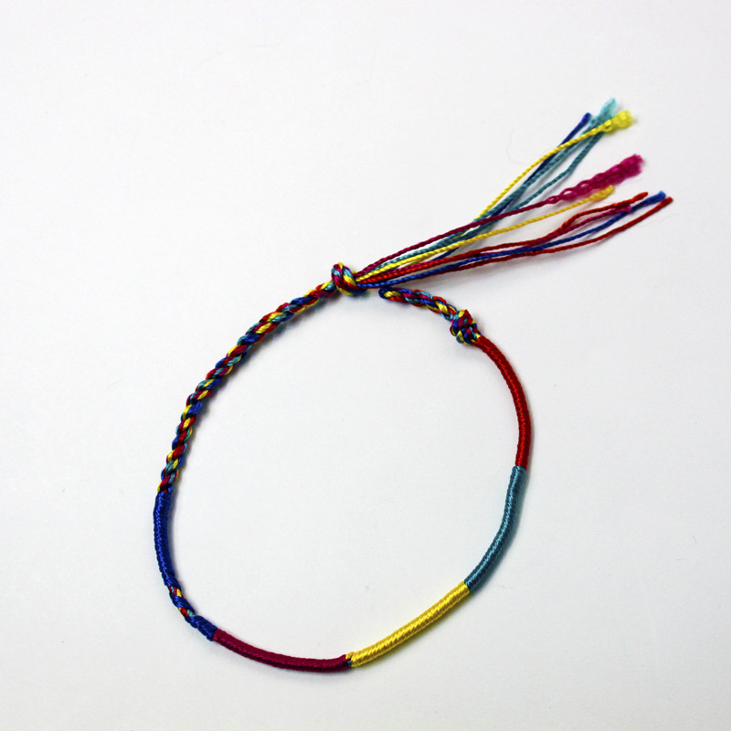 纯手工编织五色线手链 五月端午节五彩手绳批发圣诞节幸运绳子