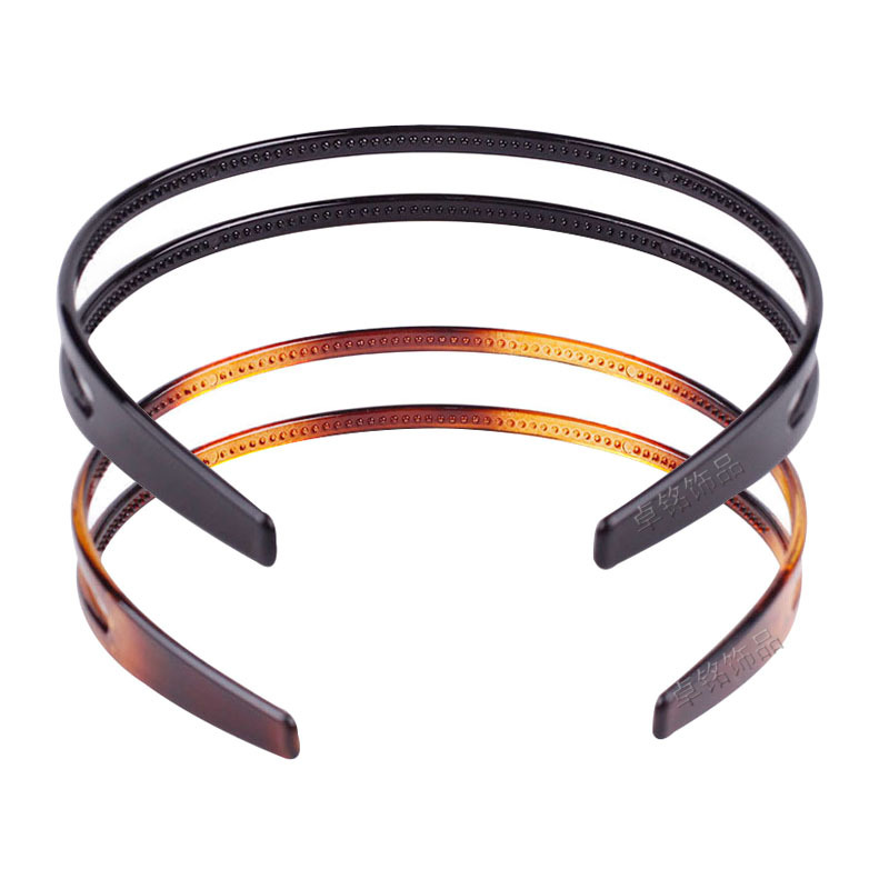 Zhuoming Double-Layer Toothed Thin Headband European Korean Style High-End Non-Slip Hair Pressing All-Match Thin Headband Plastic Resin Hair Buckle