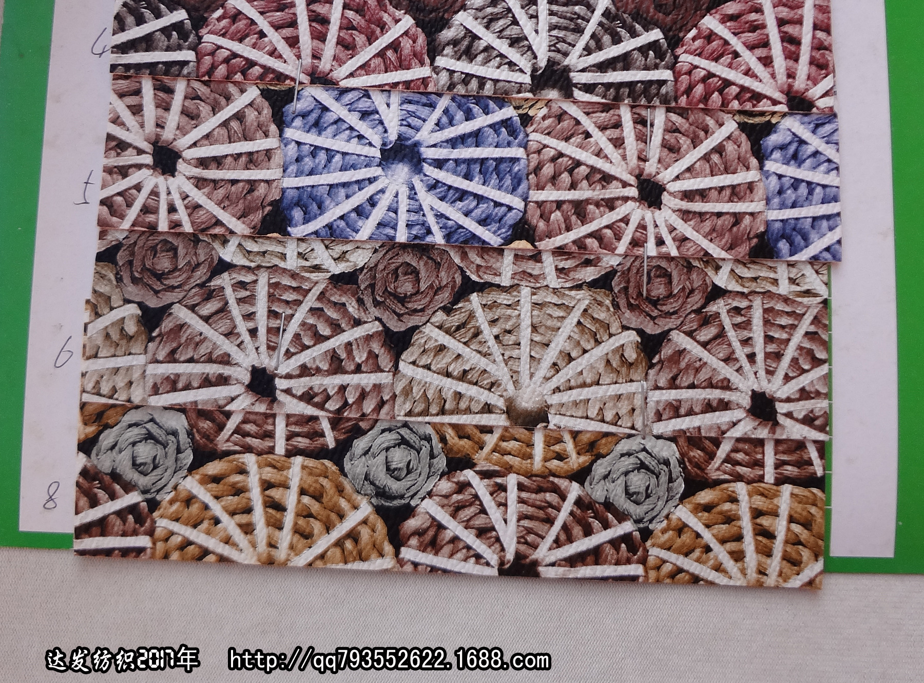 33552款印花圆圈纹皮革绳子圈纹皮料仿绳子纹皮革叠圈纹皮革