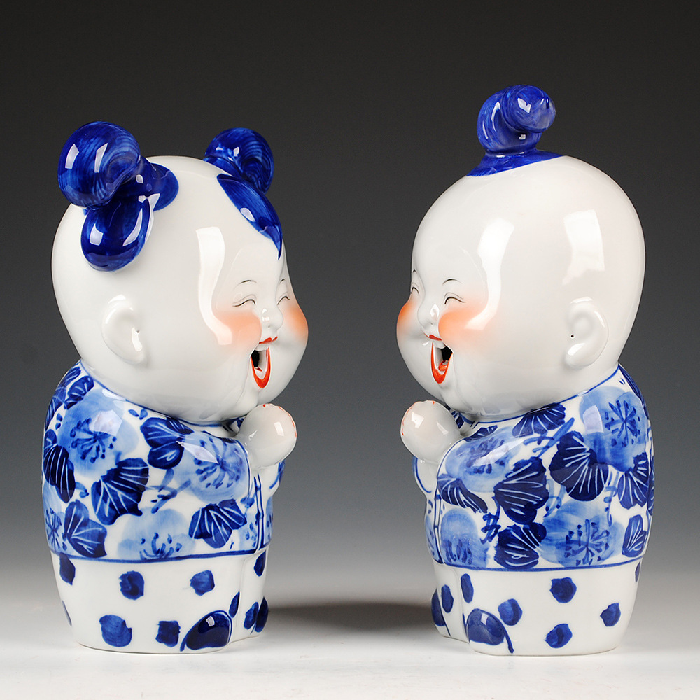 陶瓷器娃娃景德镇家居客厅摆设卡通摆件工艺品结婚乔迁生日礼物