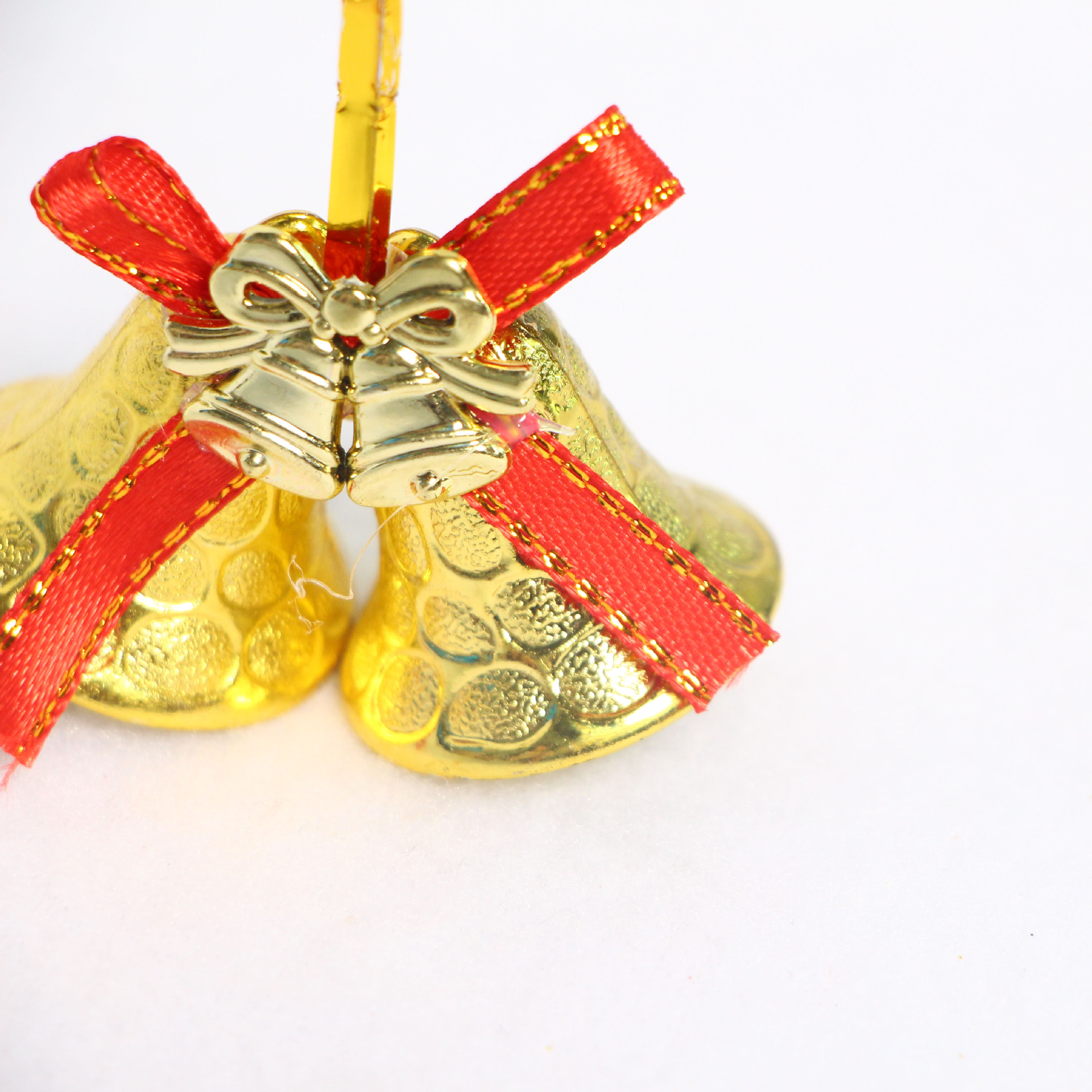 5cm双铃铛 金色纸卡小铃铛 圣诞树配件 花环装饰