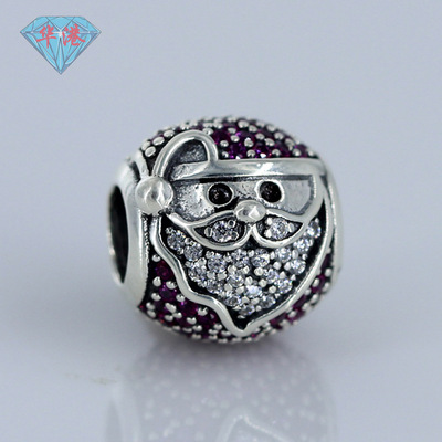 正品1:1潘家首饰 闪耀快乐的圣诞老人925纯银串饰 796385czr 代发