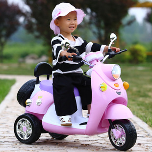 儿童电动车三轮车摩托车女孩大号充电玩具车小孩可坐电瓶车
