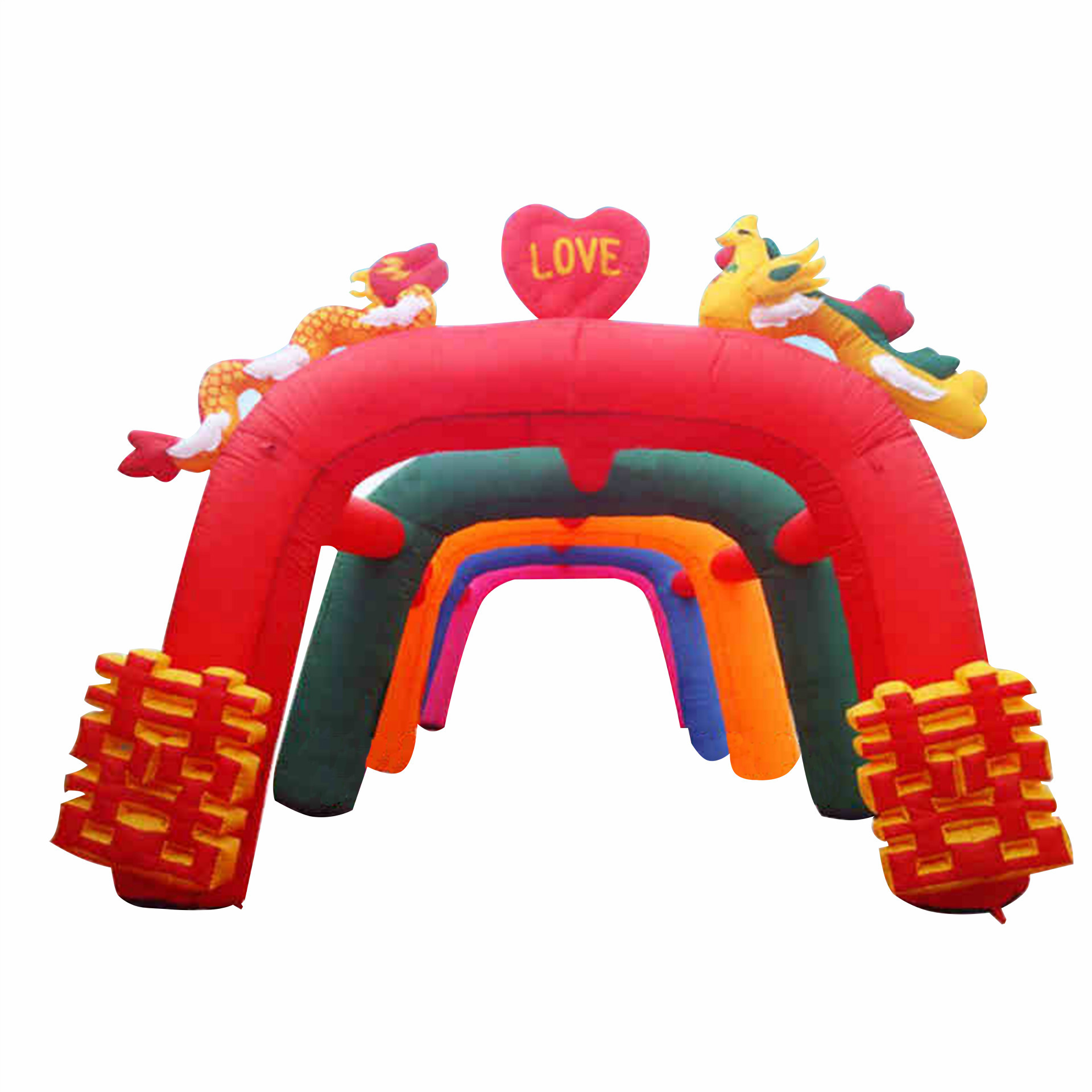 百年好合五连龙凤拱门 婚庆婚礼充气拱门 婚庆连拱彩虹门气模
