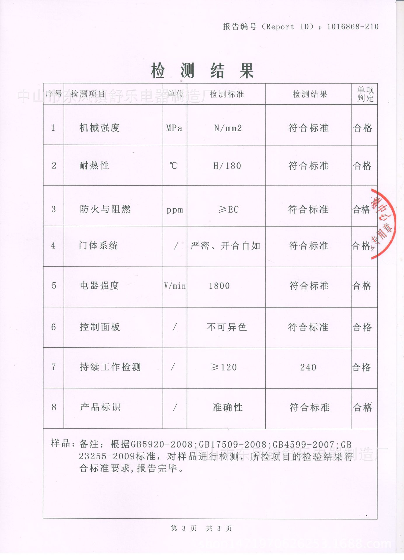舒乐产品检验报告2