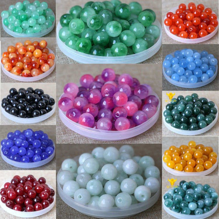 colorful jade scattered beads 8-13mm round beads bracelet string beads diy ornament accessories han chinese clothing cheongsam buttons wholesale