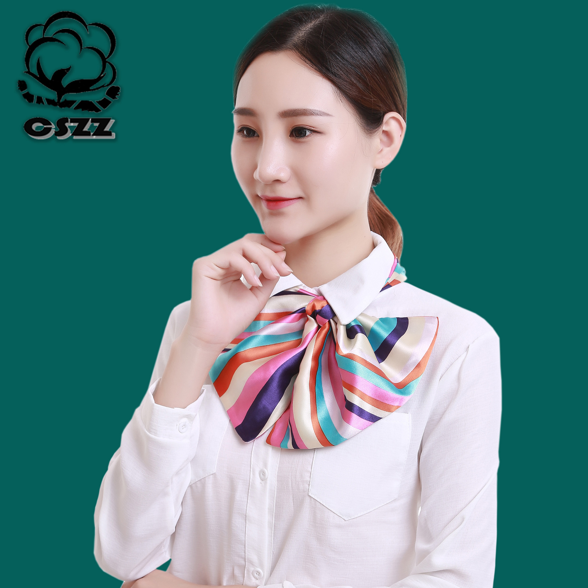 2020春夏女款职业装丝巾公司职员小领巾装饰色丁小丝巾厂家直销