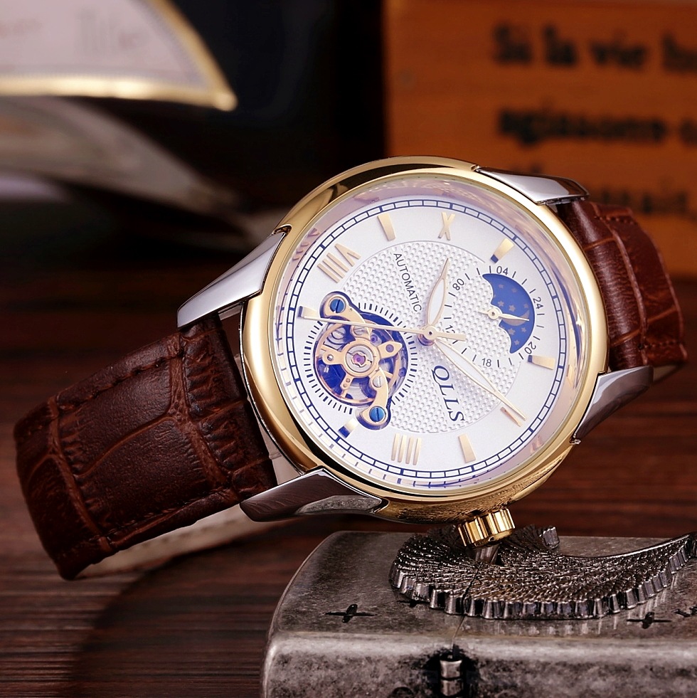 奇诺时qills男士商务休闲品质全自动机械手表批发销售一件代发