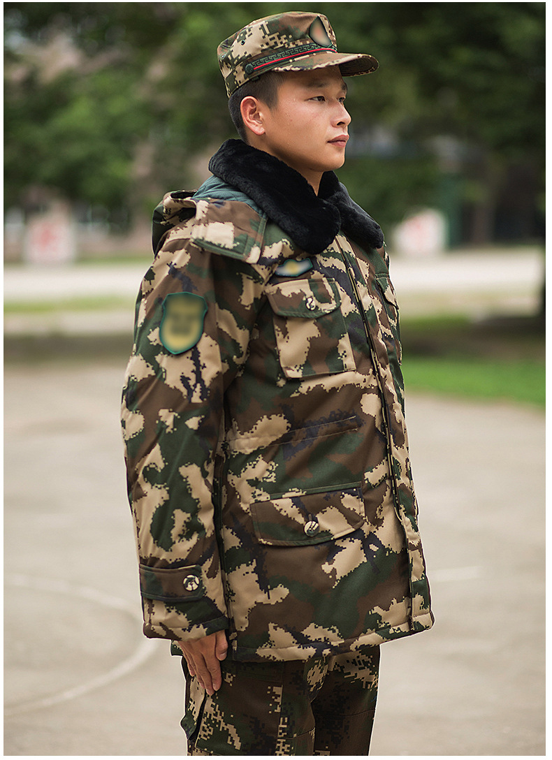厂家消防迷彩军大衣户外功能棉服男士冬季 武温区棉大衣一件代发