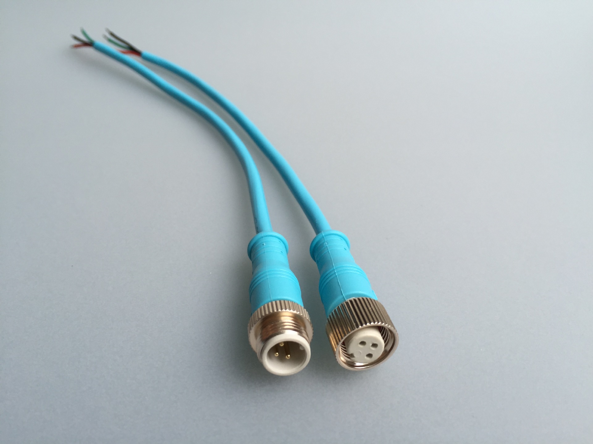 m12 防水连接器 空调水族三芯公母防水插头线