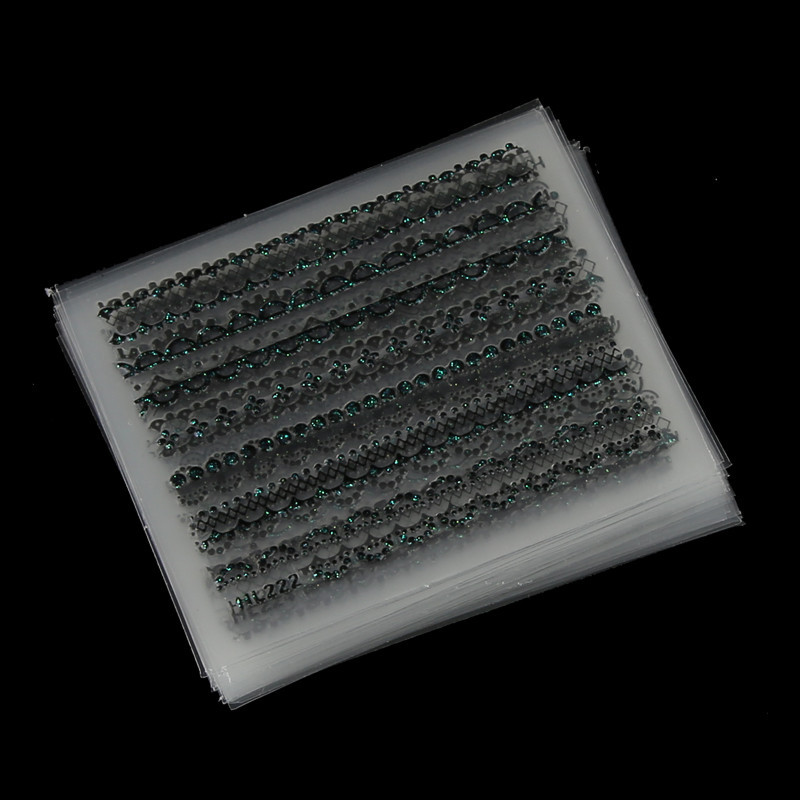 美甲贴花 3d带胶黑色蕾丝指甲贴 黑色蕾丝花边30张 混批