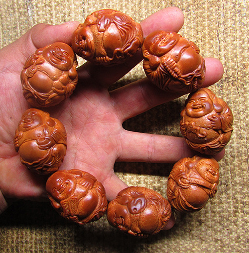 超大橄榄核雕弥勒佛手串 仿南工橄榄手串手工弥勒佛 八大弥勒佛