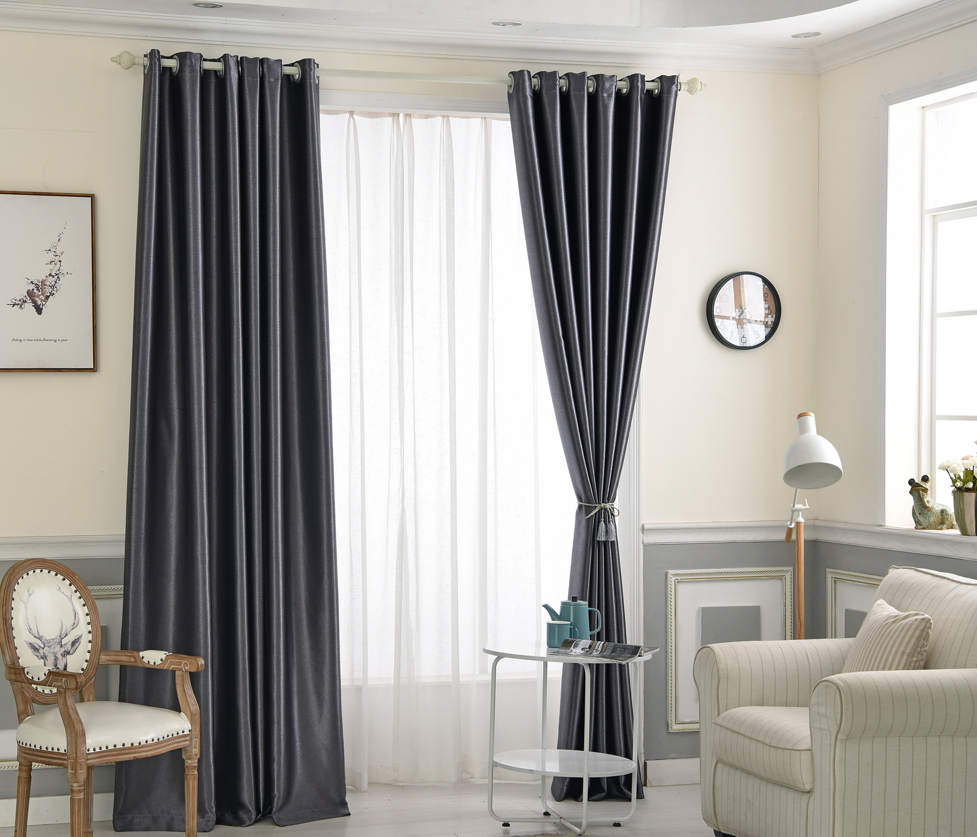 厂家直销纯色加厚绒隔热隔音窗帘布涤阳电雕全遮光酒店工程窗帘布