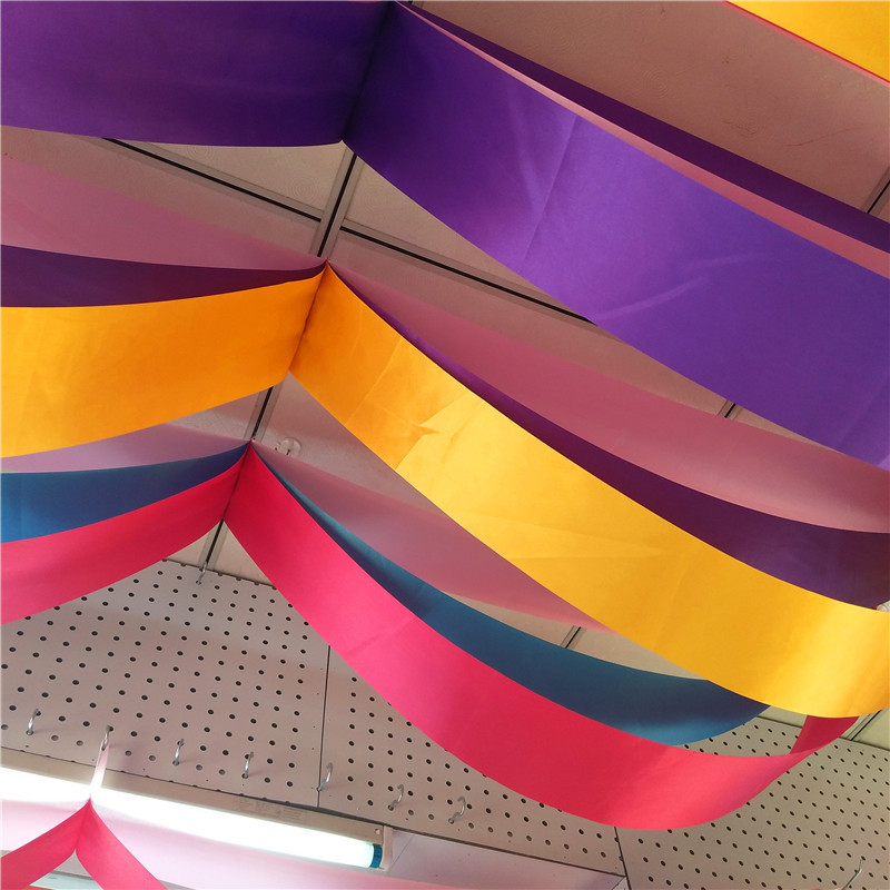 诺琪 节日波浪旗彩旗彩带 门头装饰彩带吊项 金店商场大厅布置我们