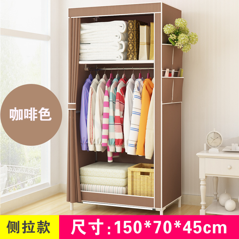 Factory Wholesale Non-Woven Steel Tube Assembly Simple Dormitory Rental Single Small Wardrobe Storage Cabinet Cloth Wardrobe