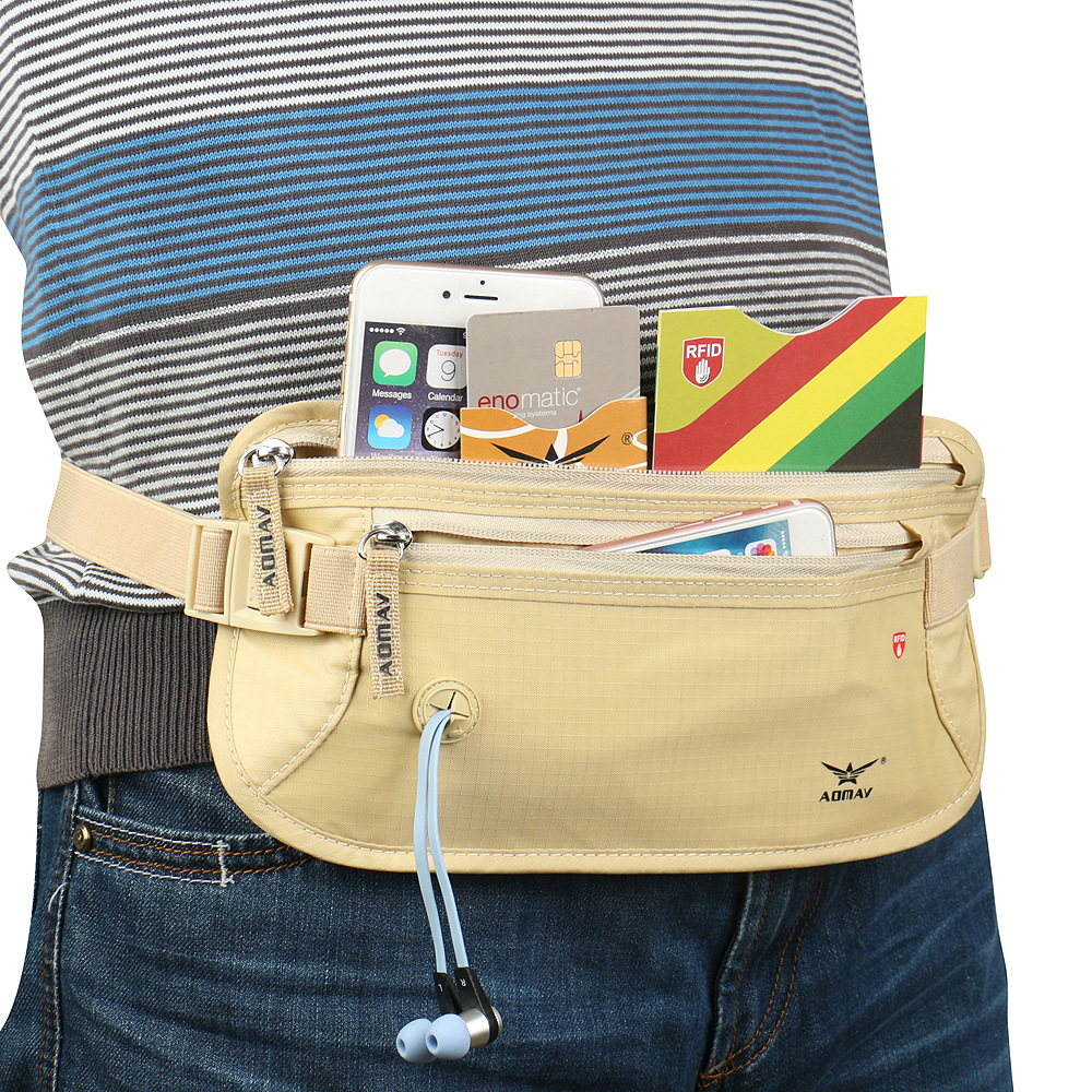 工厂定制户外运动防水腰包大容量超薄防扫腰包 现货运动户外腰包