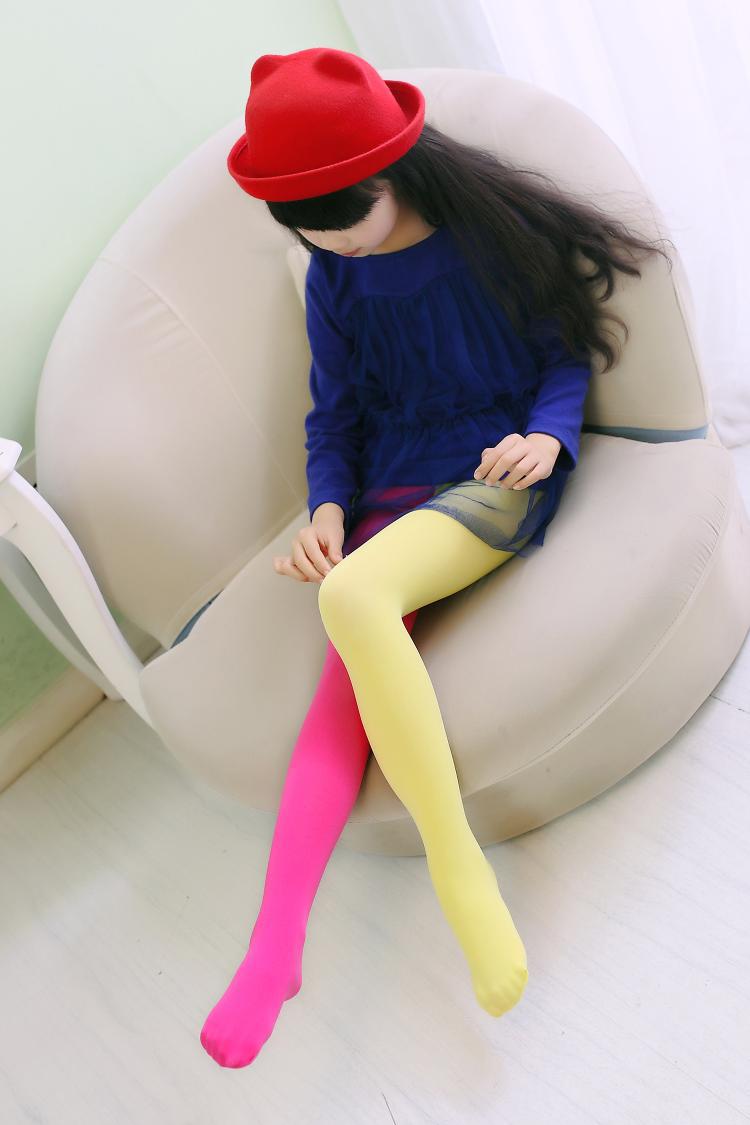 春秋韩版女童拼色天鹅绒连裤袜 儿童双色连裤袜糖果色ab袜裤批发