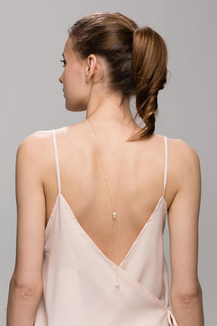 珍珠背项链/新娘首饰,后背项链与珍珠,背链晚礼服 低背礼服链