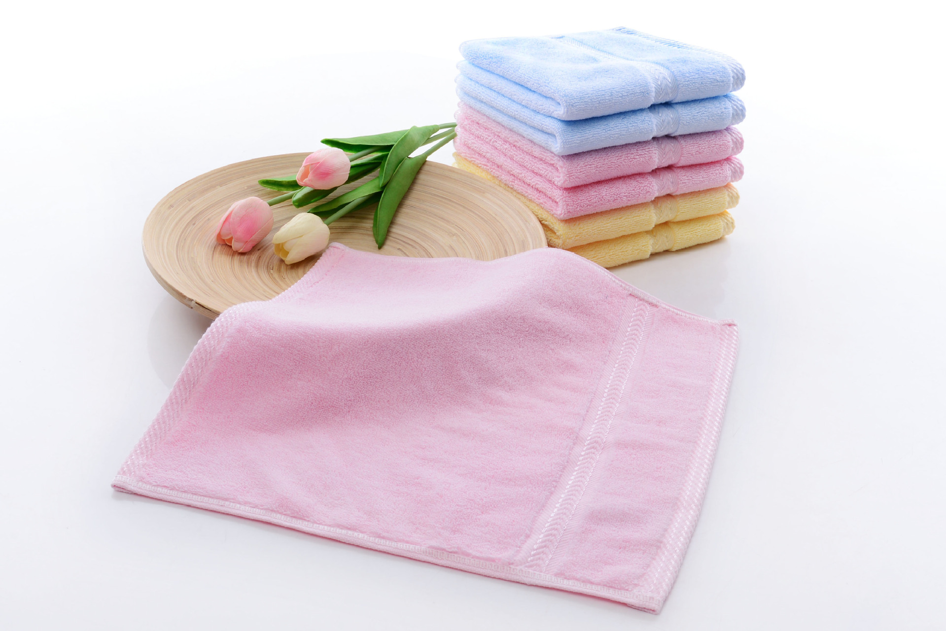 厂家批发素色32股纯棉方巾儿童小手帕口水巾洗脸小毛巾吸水毛巾