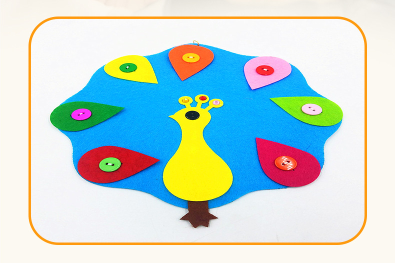 不织布纽扣玩具蒙氏教具幼儿园区域材料益智区diy手工拉链扣子