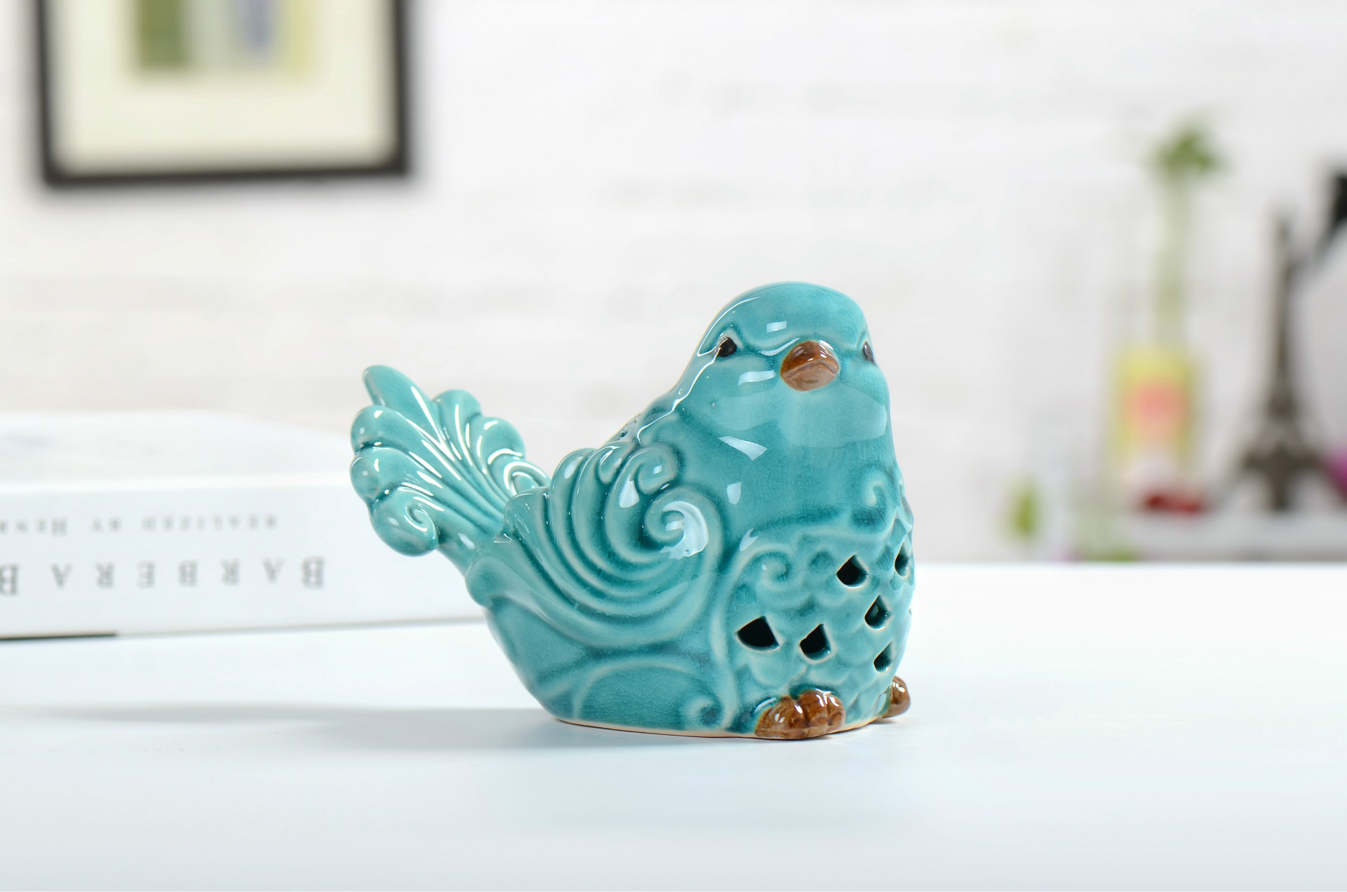 新款陶瓷小鸟摆件 创意礼品陶器工艺品 开业礼品摆件青花瓷器批发