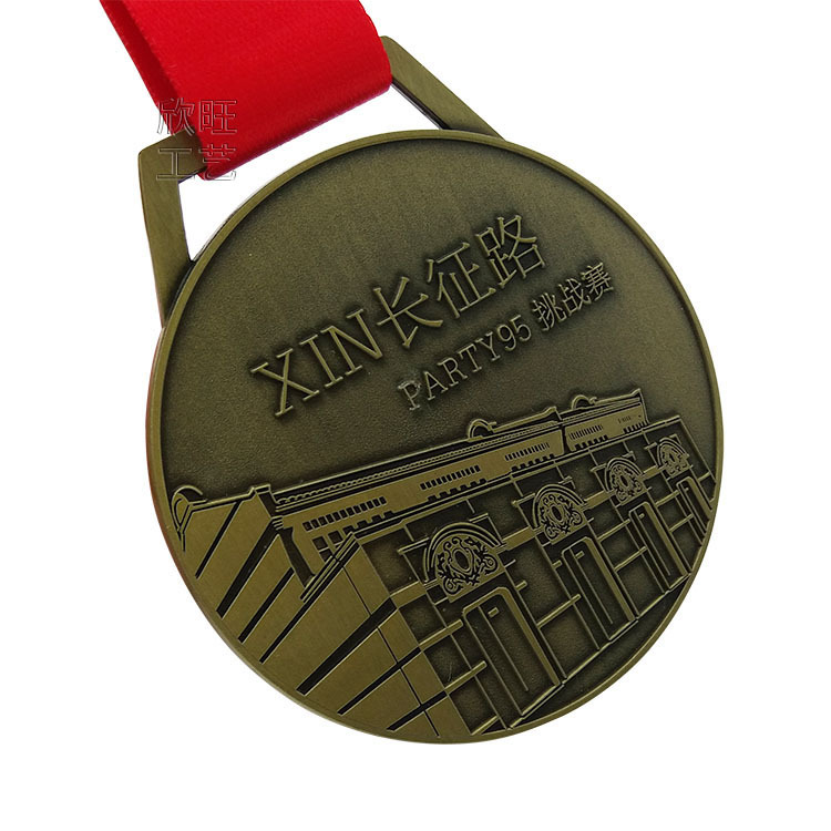 骑游中华赛事运动会奖牌定做 电镀玫瑰金奖章制作厂家 勋章定制