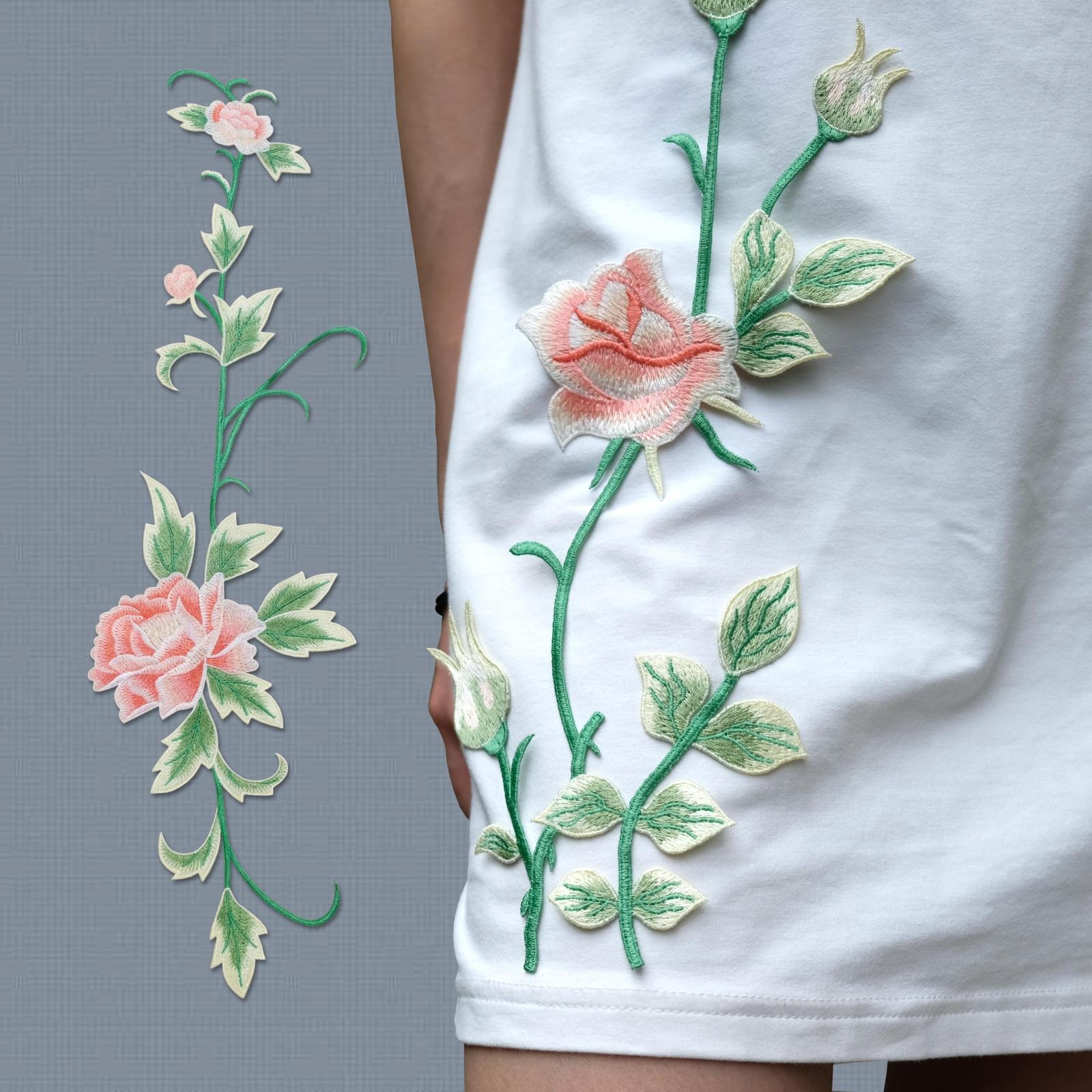 栖云 衣服刺绣布贴牡丹花朵补丁贴大号片旗袍汉服贴花辅料q2-4