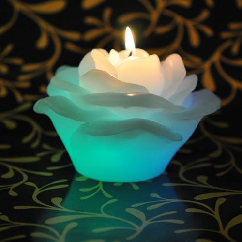 led燃烧蜡烛 渐变色光控蜡烛 婚礼玫瑰花灯小夜灯节日装饰灯