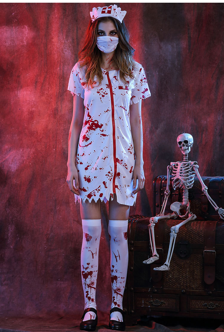 丧尸衣服os男恐怖医生女护士带血成人服化装舞会派对舞台演出服