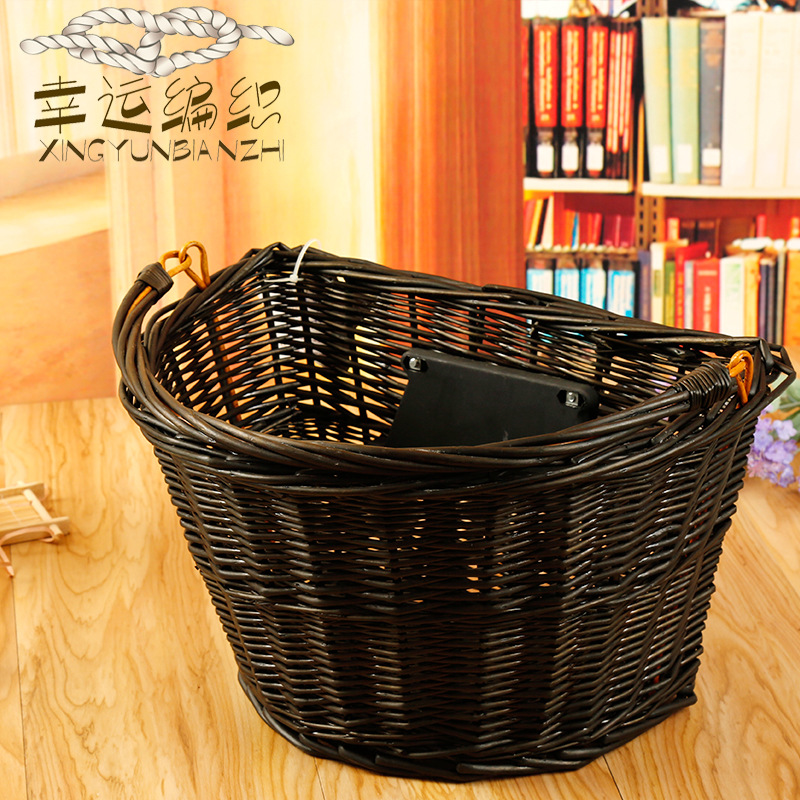 Factory Direct Sales Rattan Semicircle Bicycle Basket Riding Supplies Accessories Car Basket with Quick Release Self-Made Bicycle Basket Basket Basket