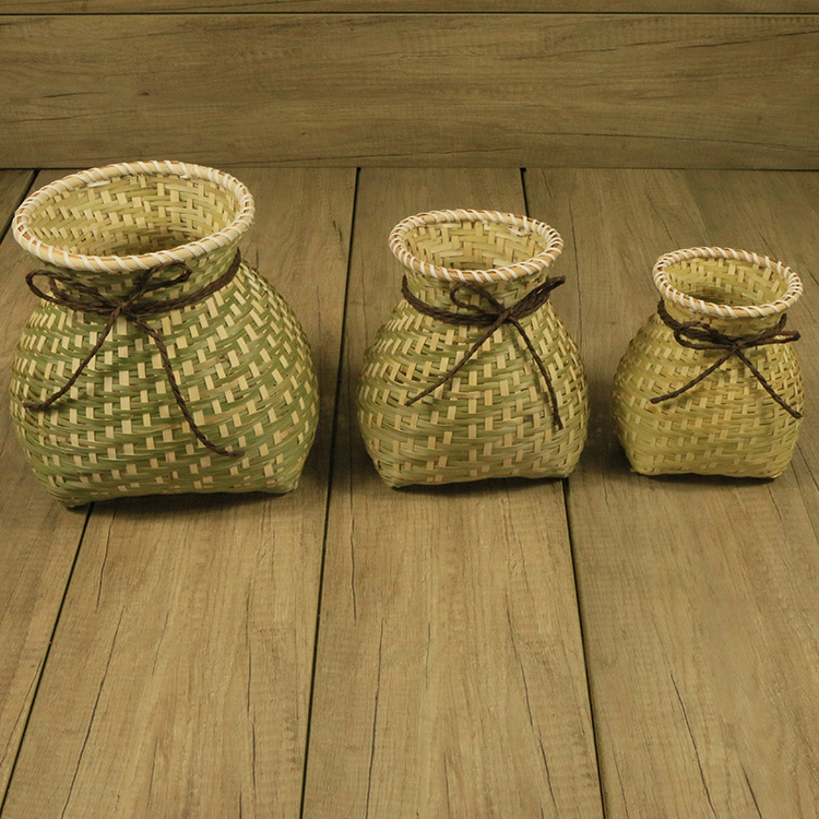 供应手工竹编儿童小背篓 竹制品竹篓鱼篓采茶篓 舞蹈服装道具.