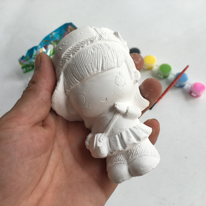 石膏娃娃彩色彩绘涂鸦染色 水彩描色玩具 批发