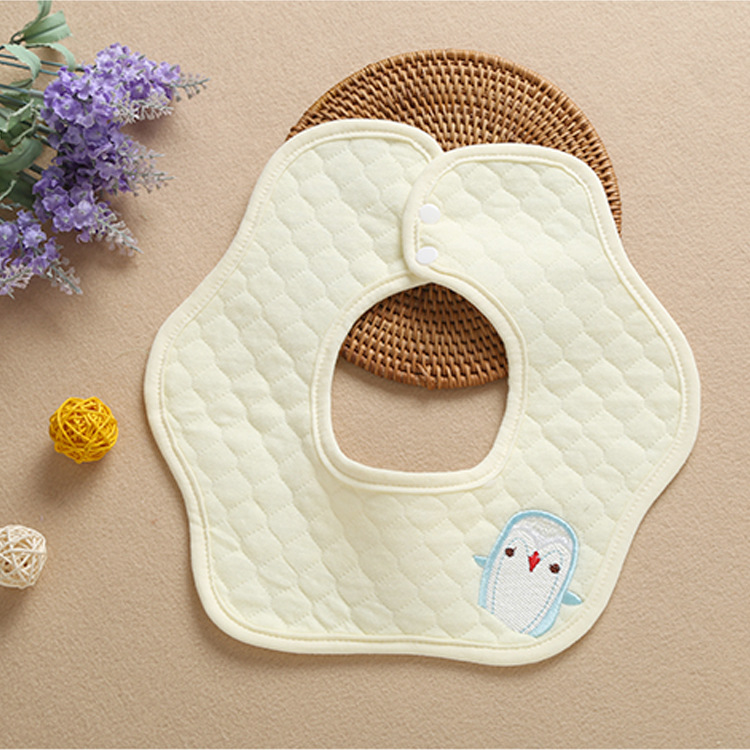 Pig Taobao Bib Flower 360 Rotatable Warmth Retention Material Waterproof Bib Autumn New Embroidered Bib Snap