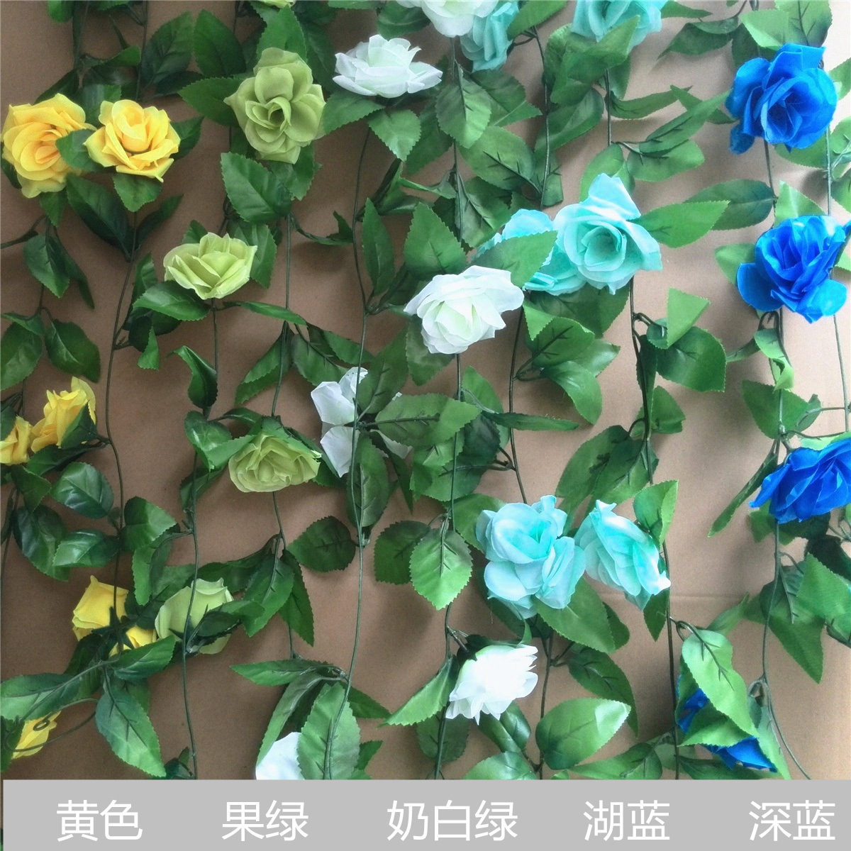 Artificial Flower Rattan Fake Flower Rose Vine Green Leaf Plant Photography Props Plastic Fake Flower Wedding Home Decoration