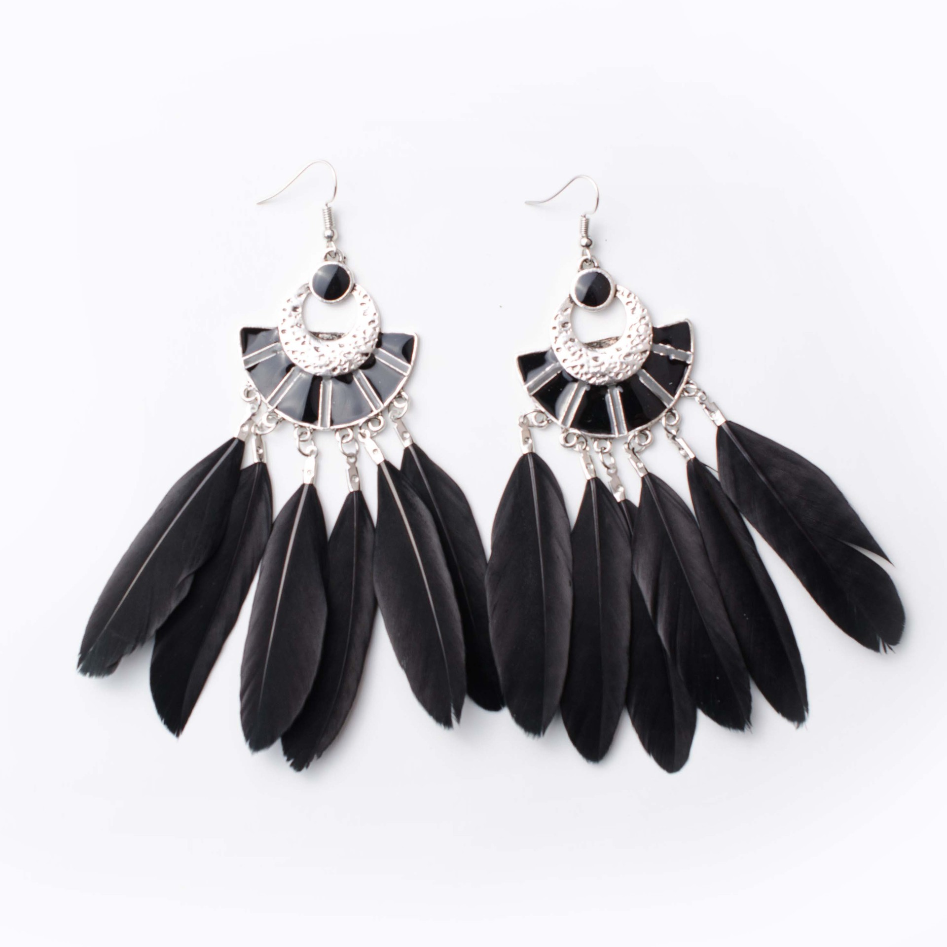 欧美流行饰品 羽毛耳环wish爆款民族风流苏耳钉 创意耳饰一件代发