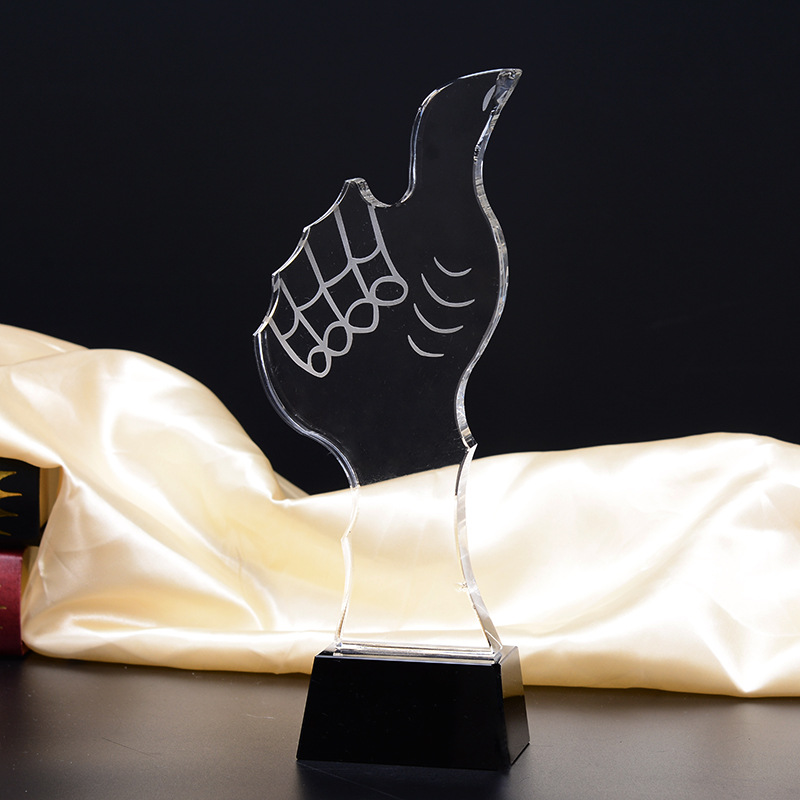 大拇指奖杯水晶工艺品定制创意颁奖礼品款式新银行保险公司定制