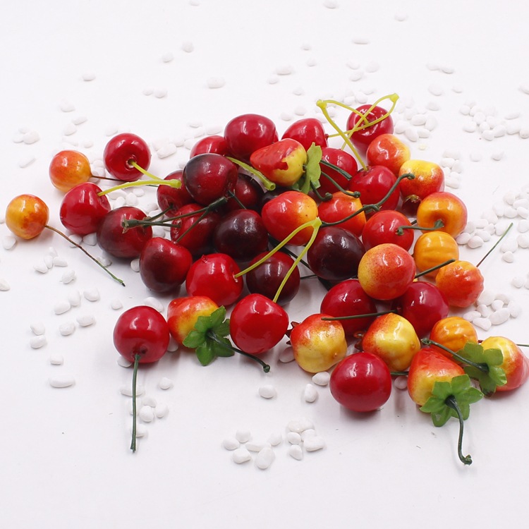 diy 仿真草莓 樱桃水果 车厘子红色小果子拍照淘宝拍图背景摆件